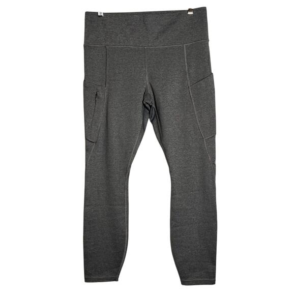 Athleta Up For Anything 7/8 Tights SIZE M Heather Gray Yoga Pant Zipper Pocket - Picture 2 of 13